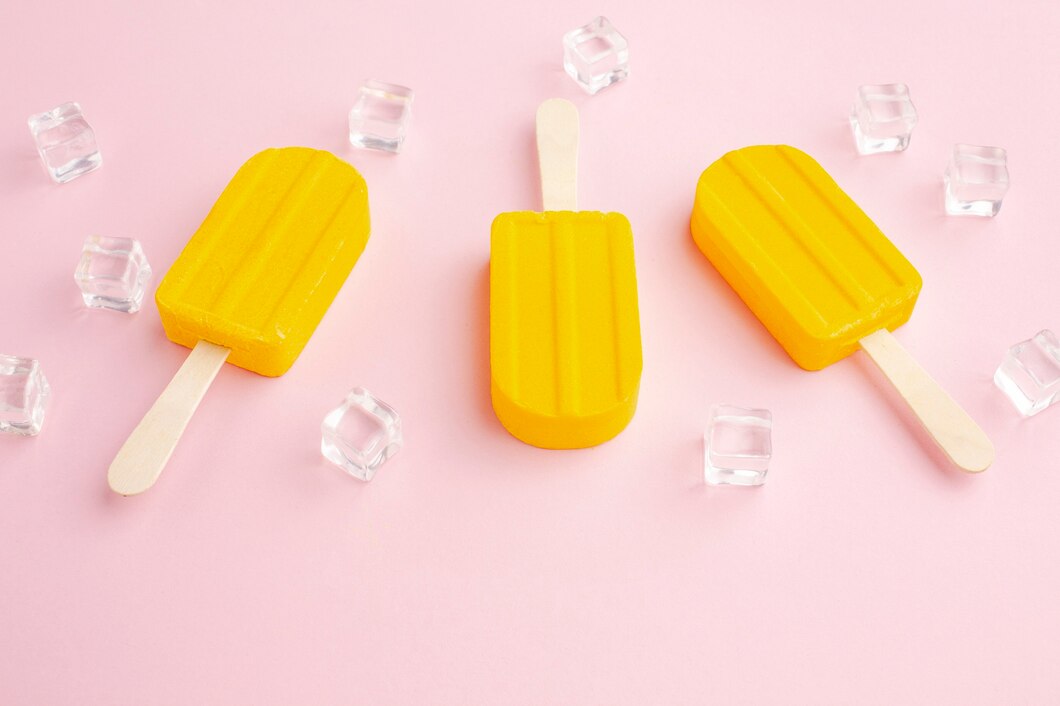 Mango lassi popsicles with a swirl